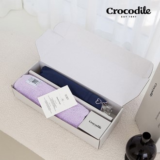 크로커다일 2단 하트 자수 우양산+시그니처 호텔 수건 [판촉물 답례품 기념품 선물세트]